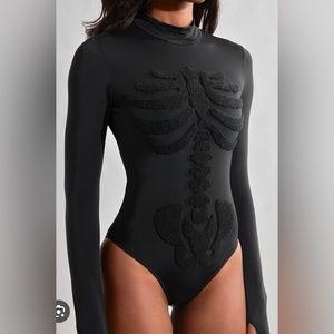 Buff Bunny Collection Skullpture Body Suit, Onyx Black